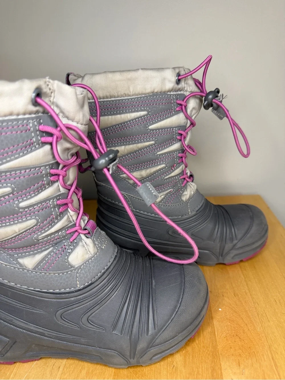 Merrell Kids Gray and Pink Insulated Snow Boots